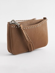 Tan Brown Leather Studded Cross-Body Bag - Image 3 of 7