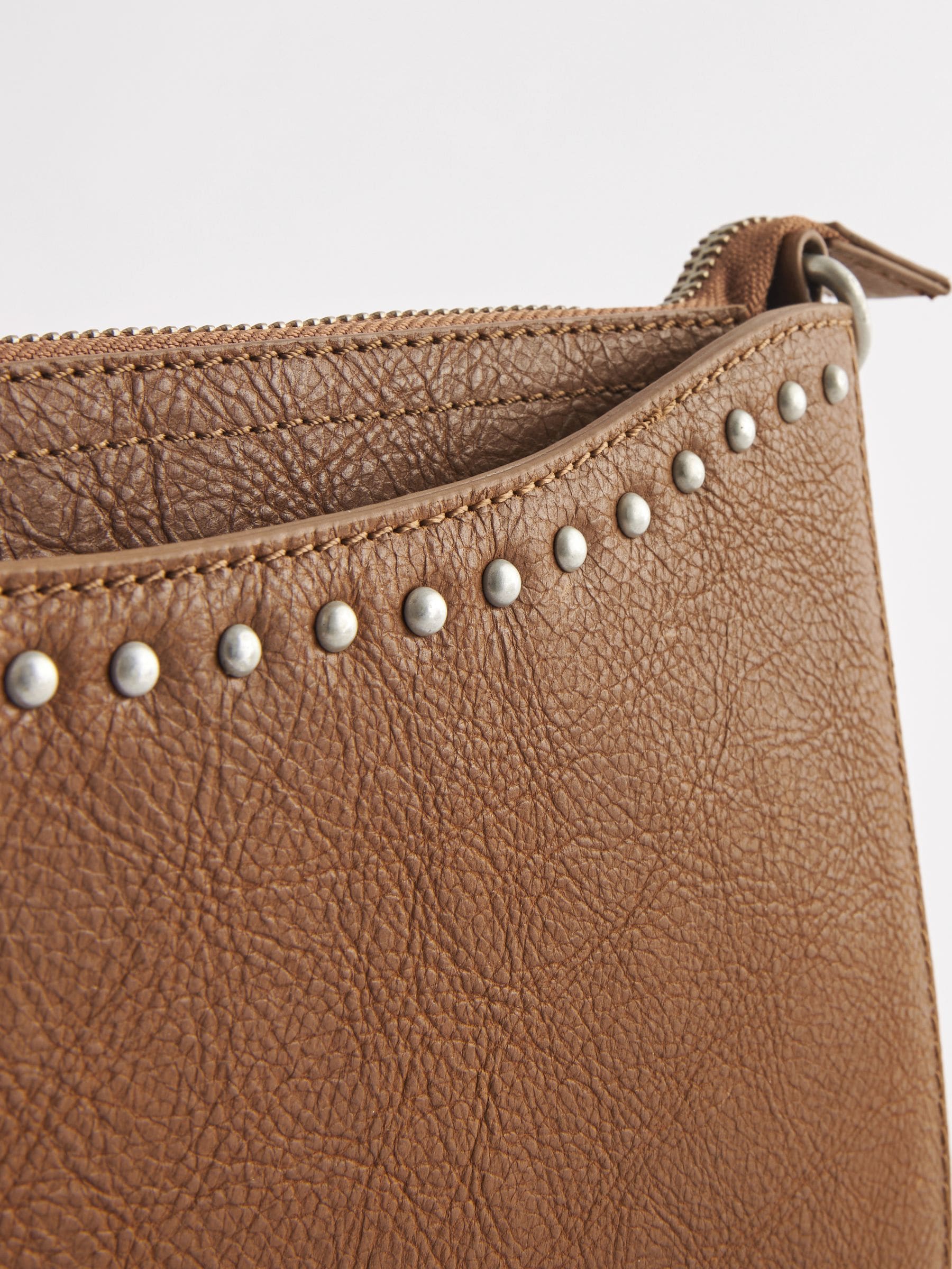 Buy Tan Brown Leather Studded Cross Body Bag from Next Luxembourg