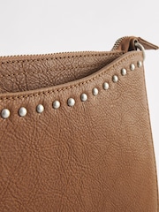 Tan Brown Leather Studded Cross-Body Bag - Image 5 of 7
