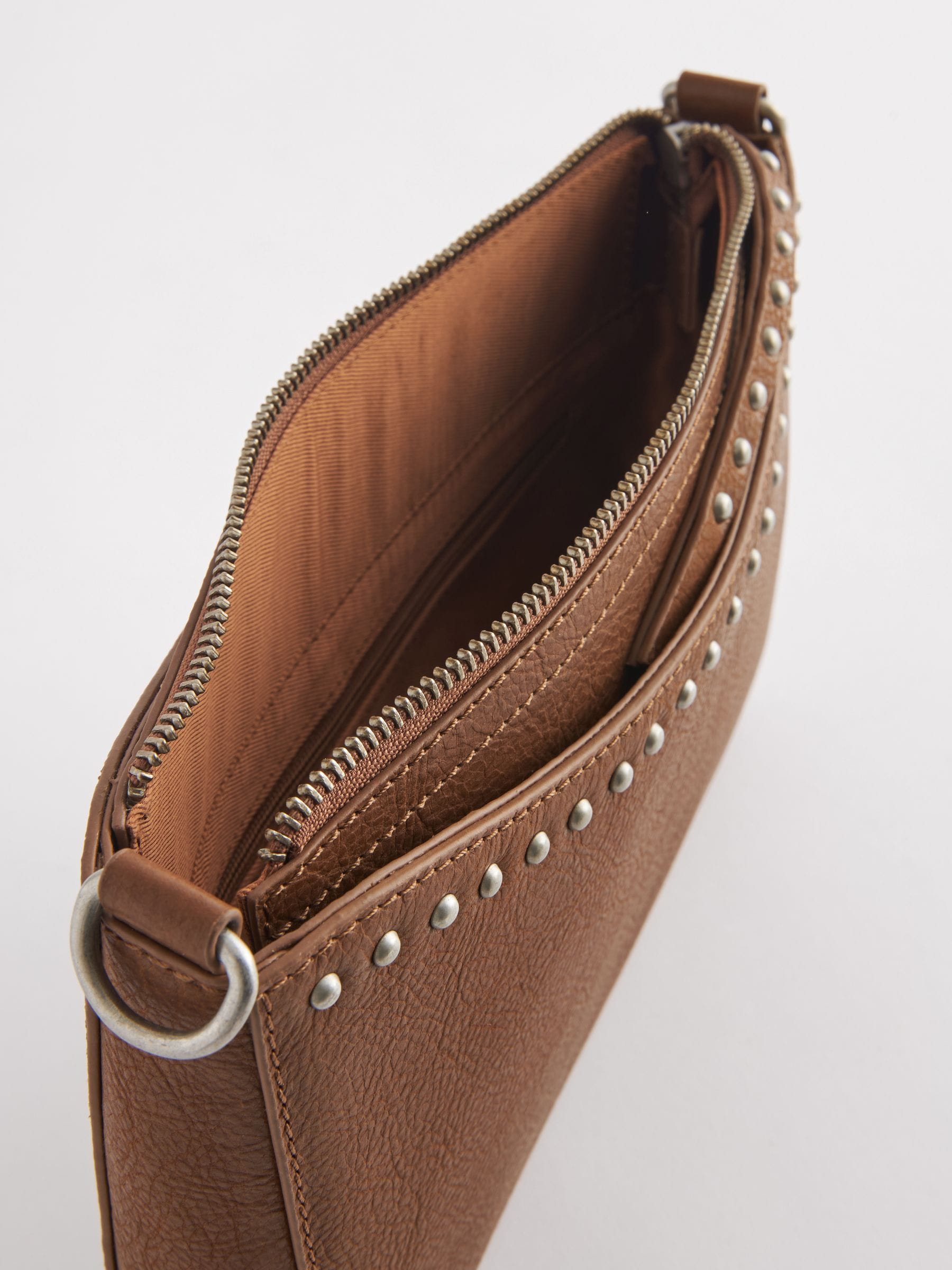 Buy Tan Brown Leather Studded Cross Body Bag from Next Luxembourg