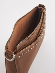 Tan Brown Leather Studded Cross-Body Bag - Image 7 of 7