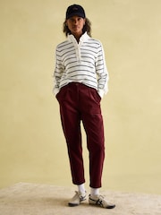Joules Southwold Cream & Navy Blue Cotton Button Down Striped Sweatshirt - Image 5 of 10