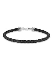 Thomas Sabo Black Braided Leather 925 Silver Bracelet - Image 1 of 1