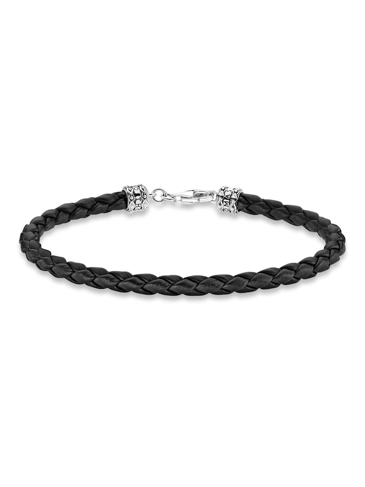 Thomas Sabo Black Braided Leather 925 Silver Bracelet - Image 1 of 1