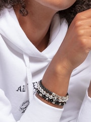 Thomas Sabo Black Obsidian Bead Stretch Handcrafted Silver Elements Bracelet - Image 3 of 3