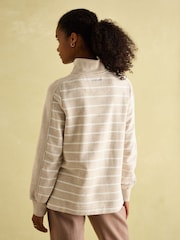 Beige & White Cotton - سويت شيرت Southwold مخطط بأزرار طولية من Joules - صورة 2 من 9