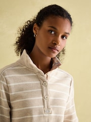 Beige & White Cotton - سويت شيرت Southwold مخطط بأزرار طولية من Joules - صورة 4 من 9