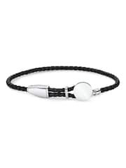 Thomas Sabo Black Adjustable Leather Silver Tone Iconic Design Bracelet - Image 1 of 4