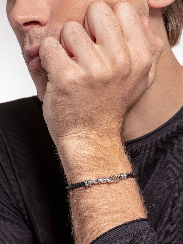 Thomas Sabo Black Silver Lobster Clasp Leather Bracelet - Image 4 of 4