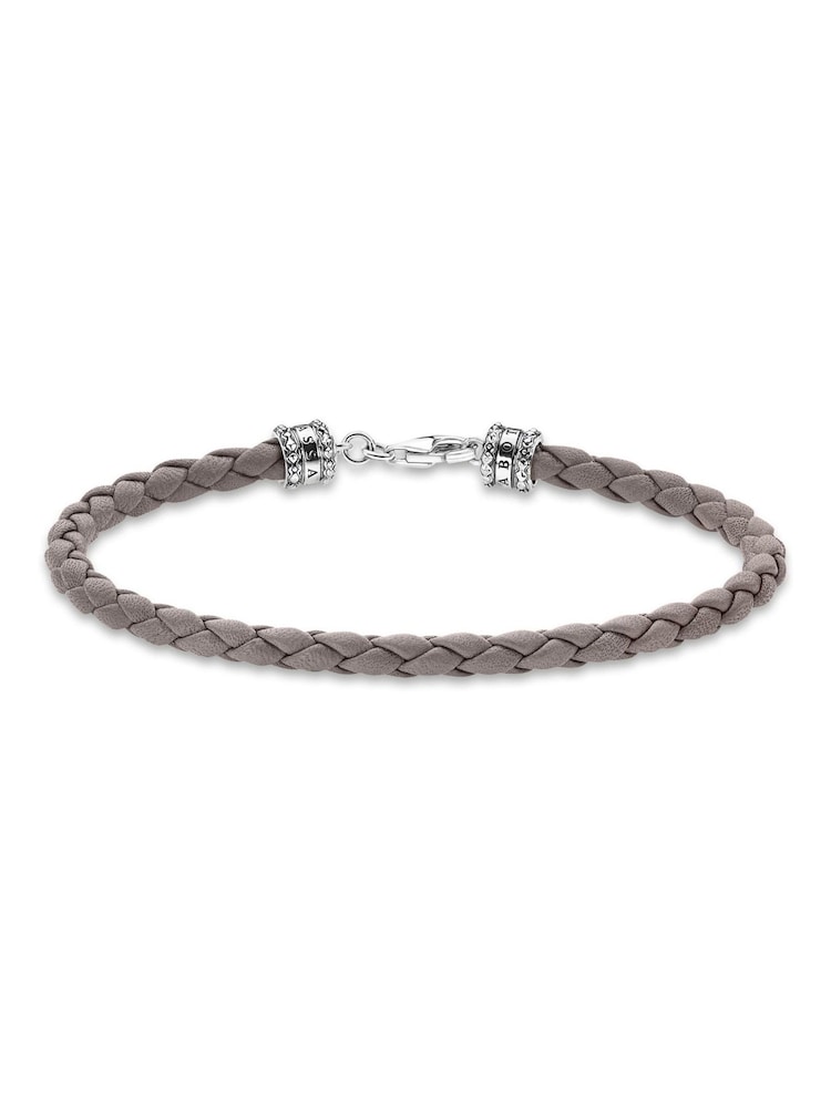 Thomas Sabo Silver 925 Silver Blackened Braided Leather Bracelet - Image 1 of 3 Thomas Sabo Silver 925 Silver Blackened Braided Leather Bracelet - Image 1 of 3