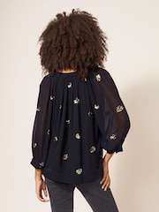 White Stuff Astrid Sequin Black Top - Image 2 of 7
