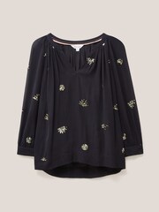 White Stuff Astrid Sequin Black Top - Image 5 of 7