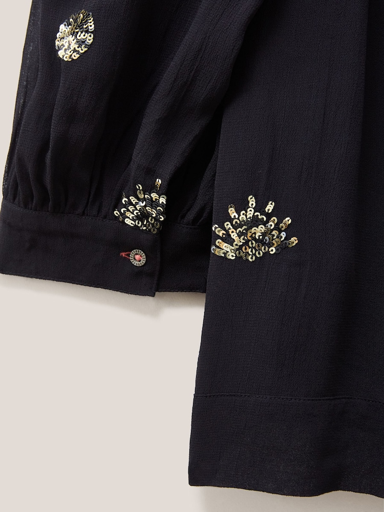 White Stuff Astrid Sequin Black Top - Image 7 of 7