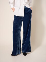 White Stuff Blue Jenny Velvet Wide Leg Trousers - Image 1 of 4