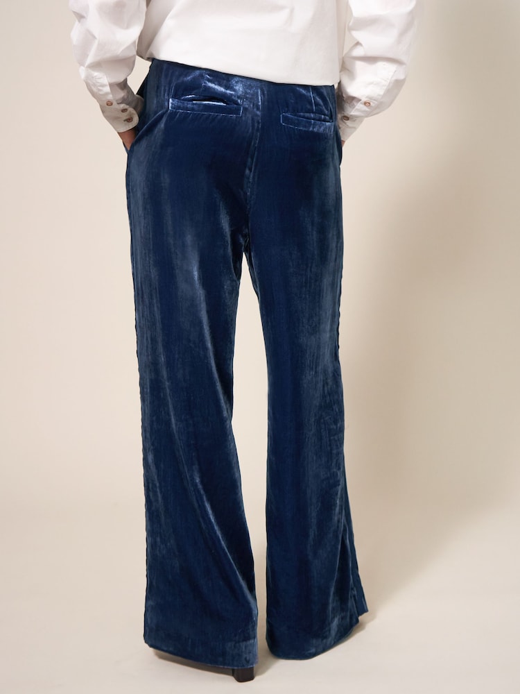 White Stuff Blue Jenny Velvet Wide Leg Trousers - Image 2 of 4