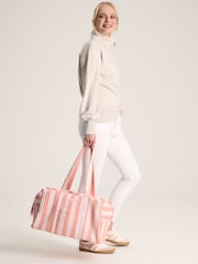 Joules Dolly Pink & Orange Striped Weekend Bag - Image 2 of 8