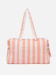 Joules Dolly Pink & Orange Striped Weekend Bag - Image 4 of 8
