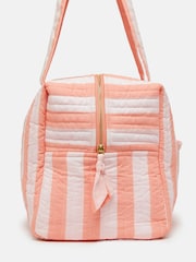 Joules Dolly Pink & Orange Striped Weekend Bag - Image 6 of 8
