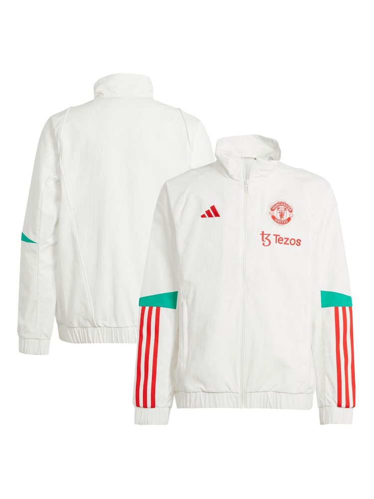 adidas White Manchester United Training Presentation Jacket - Image 1 of 4