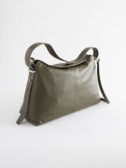 Khaki Green Leather Fold Flap Bag - Image 4 of 8