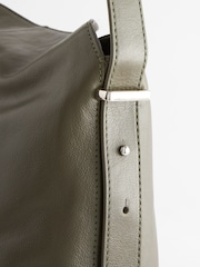 Khaki Green Leather Fold Flap Bag - Image 7 of 8