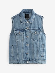 Mid Blue Sleeveless Denim Gilet Jacket - Image 2 of 3
