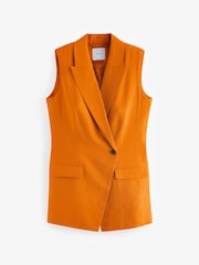 Orange Sleeveless Asymmetric Tailored Blazer - Image 5 of 6