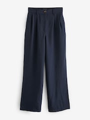 Navy Blue Elasticated Back Wide Leg Trousers - Image 6 of 7
