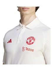 adidas White Manchester United Training Polo Shirt - Image 3 of 4