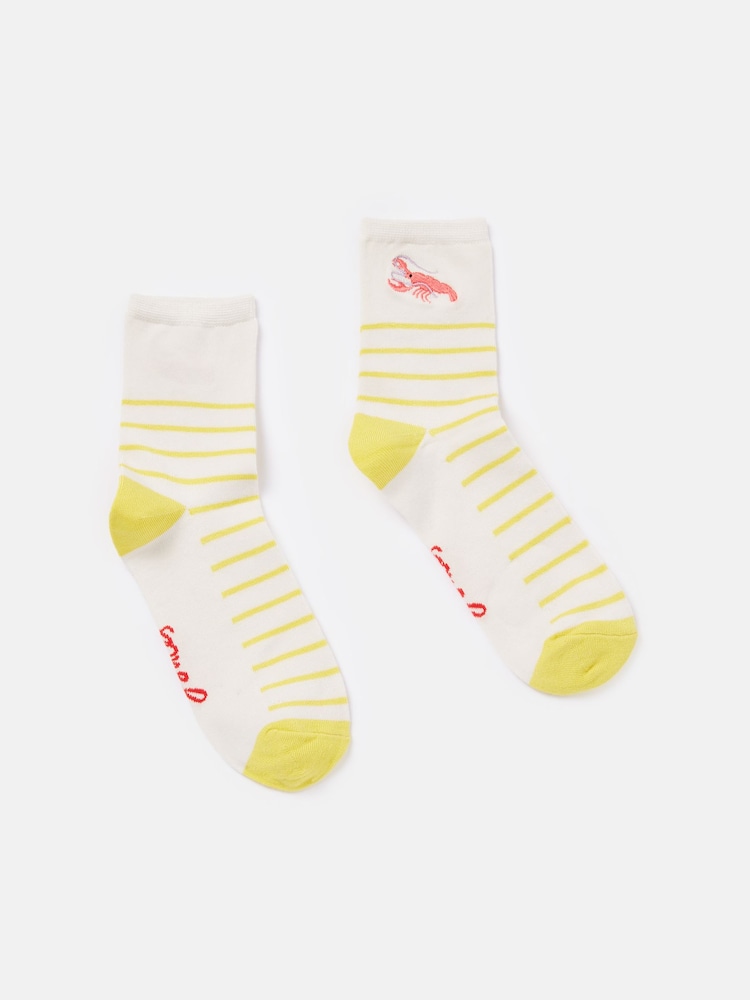 Joules Embroidered Yellow/White Ankle Socks - Image 1 of 1