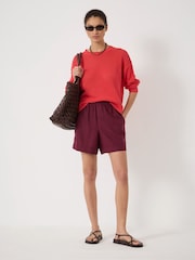Hush Maroon Red Luce Linen Pull On Shorts - Image 1 of 4