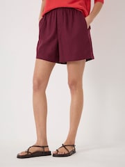 Hush Maroon Red Luce Linen Pull On Shorts - Image 2 of 4
