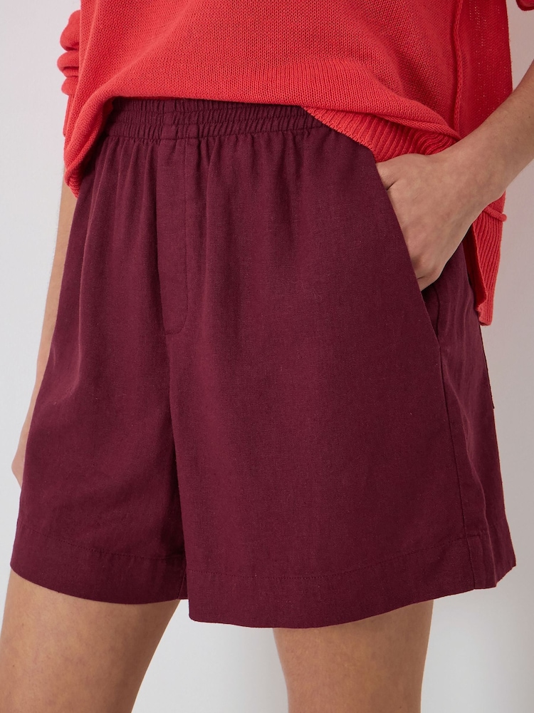 Hush Maroon Red Luce Linen Pull On Shorts - Image 4 of 4 Hush Maroon Red Luce Linen Pull On Shorts - Image 4 of 4