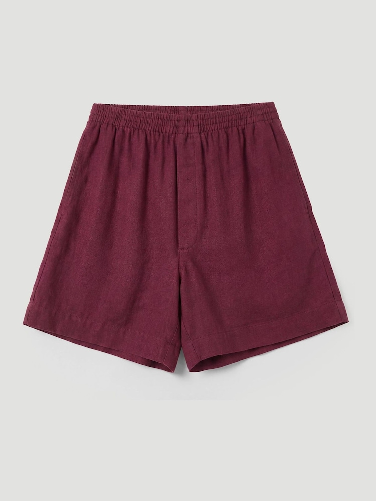 Hush Maroon Red Luce Linen Pull On Shorts - Image 5 of 5 Hush Maroon Red Luce Linen Pull On Shorts - Image 5 of 5