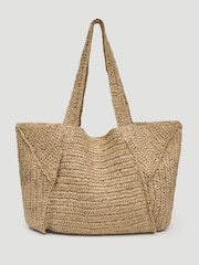 Hush Natural Aster Raffia Panel Tote Bag - Image 4 of 7