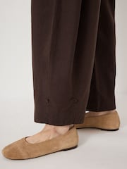 Hush Brown Dania Linen Blend Barrel Leg Trousers - Image 4 of 7