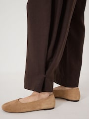 Hush Brown Dania Linen Blend Barrel Leg Trousers - Image 5 of 7