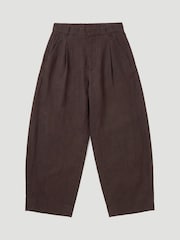 Hush Brown Dania Linen Blend Barrel Leg Trousers - Image 7 of 7