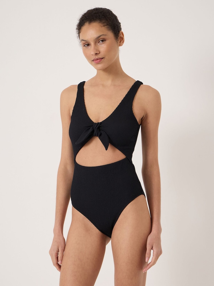 Hush Black Maren Crinkle Tie Front Swimsuit - Image 2 of 5