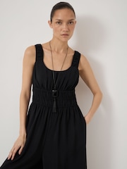 Hush Black Wrenna Gathered Straps Airflow Jumpsuit - Image 4 of 5