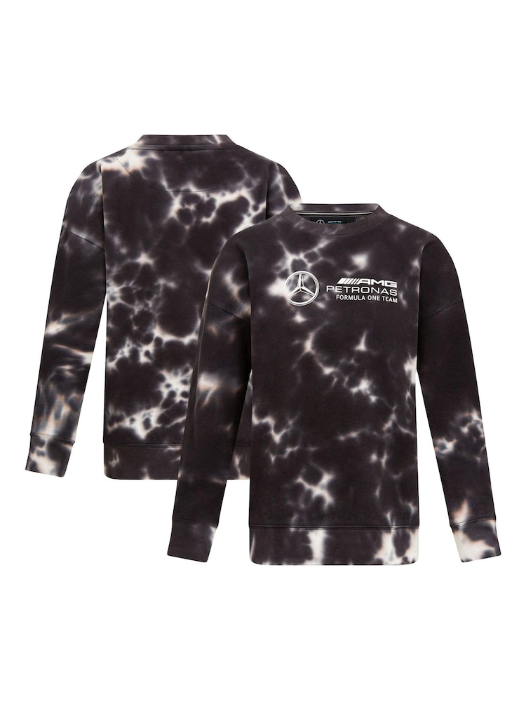 Fanatics Mercedes AMG Petronas F1 Tie Dye Crew Black Sweater - Image 1 of 3