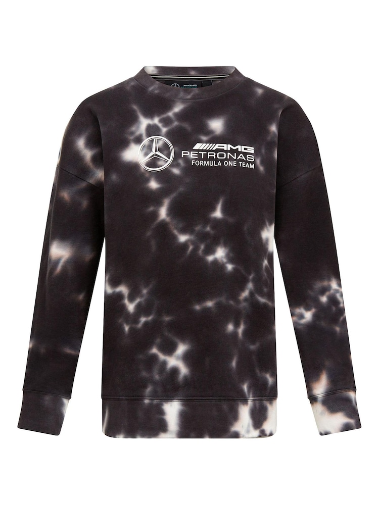 Fanatics Mercedes AMG Petronas F1 Tie Dye Crew Black Sweater - Image 2 of 3