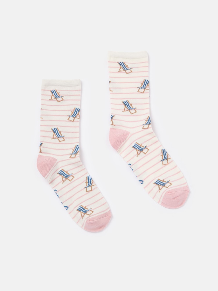 Joules Pink/White Excellent Everyday Single Ankle Socks - Image 1 of 3