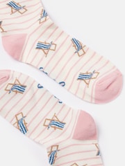 Joules Pink/White Excellent Everyday Single Ankle Socks - Image 2 of 3