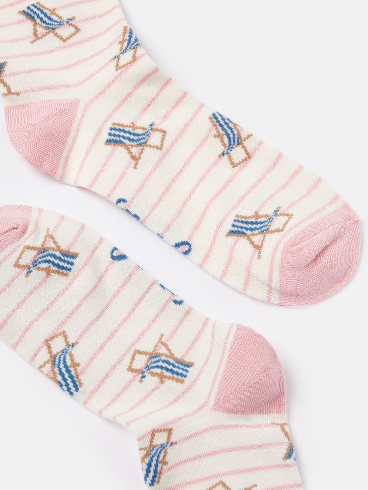 Joules Pink/White Excellent Everyday Single Ankle Socks - Image 2 of 3