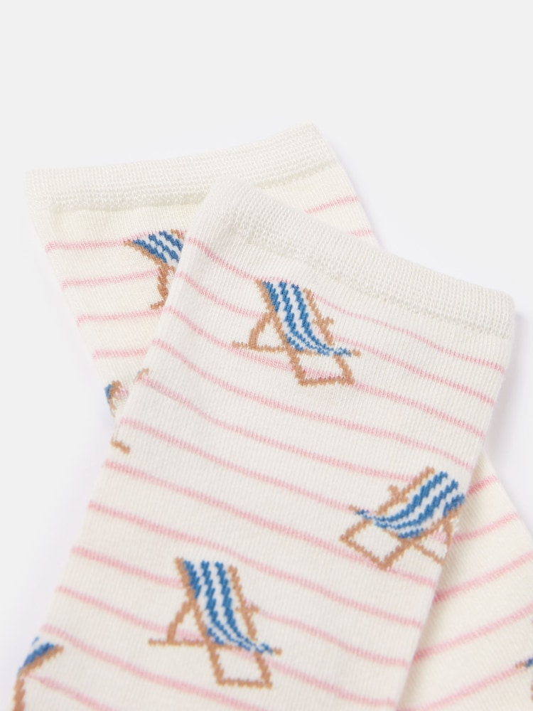 Joules Pink/White Excellent Everyday Single Ankle Socks - Image 3 of 3