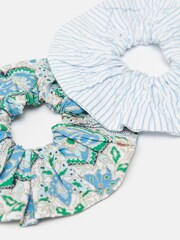 Joules Annika Blue Pack of Two Cotton Scrunchies - Image 2 of 2