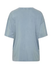 Yours Curve Blue Boxy Placement Print T-Shirt - Image 7 of 7