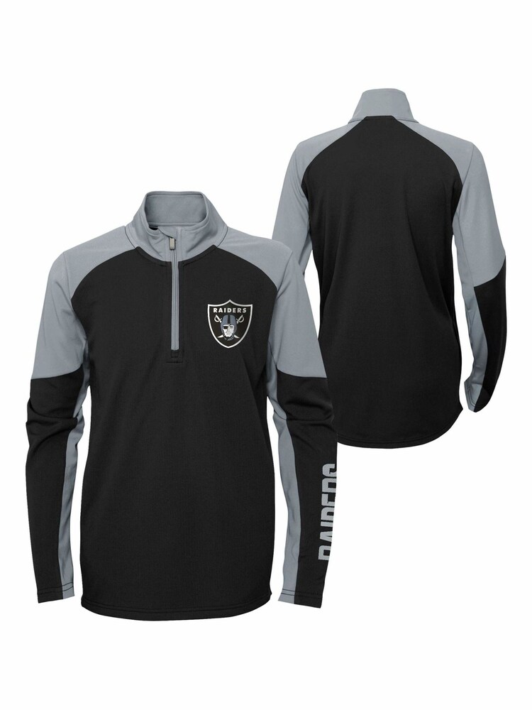 Fanatics Grey Las Vegas Raiders Audible 1/4 Pull Over Zip Sweatshirt - Image 1 of 3 Fanatics Grey Las Vegas Raiders Audible 1/4 Pull Over Zip Sweatshirt - Image 1 of 3