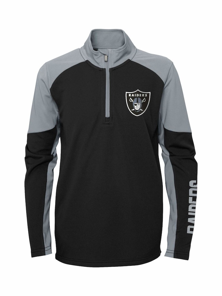 Fanatics Grey Las Vegas Raiders Audible 1/4 Pull Over Zip Sweatshirt - Image 2 of 3 Fanatics Grey Las Vegas Raiders Audible 1/4 Pull Over Zip Sweatshirt - Image 2 of 3